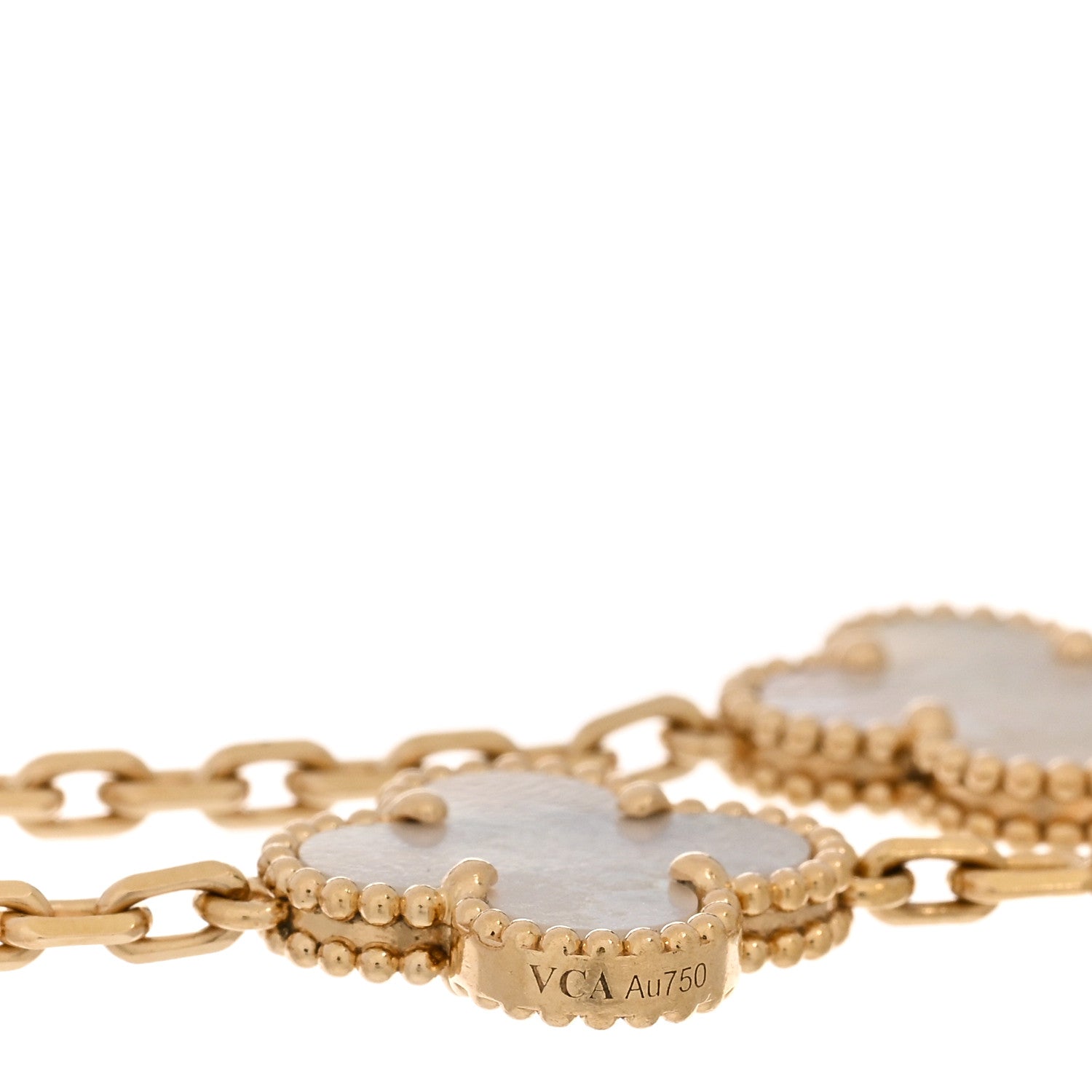 Van Cleef & Arpels 18K Yellow Gold Mother of Pearl 5 Motifs Vintage Alhambra Bracelet 3 of 5