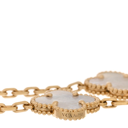 Van Cleef & Arpels 18K Yellow Gold Mother of Pearl 5 Motifs Vintage Alhambra Bracelet 3 of 5