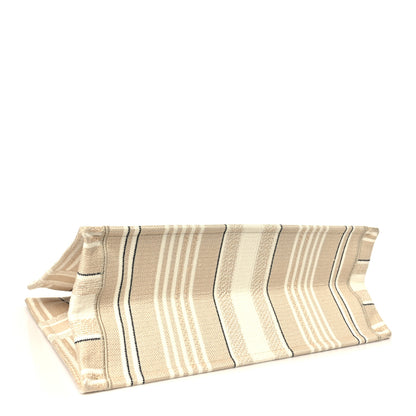 Christian Dior Canvas Embroidered Large Stripes Book Tote Beige 3 of 9