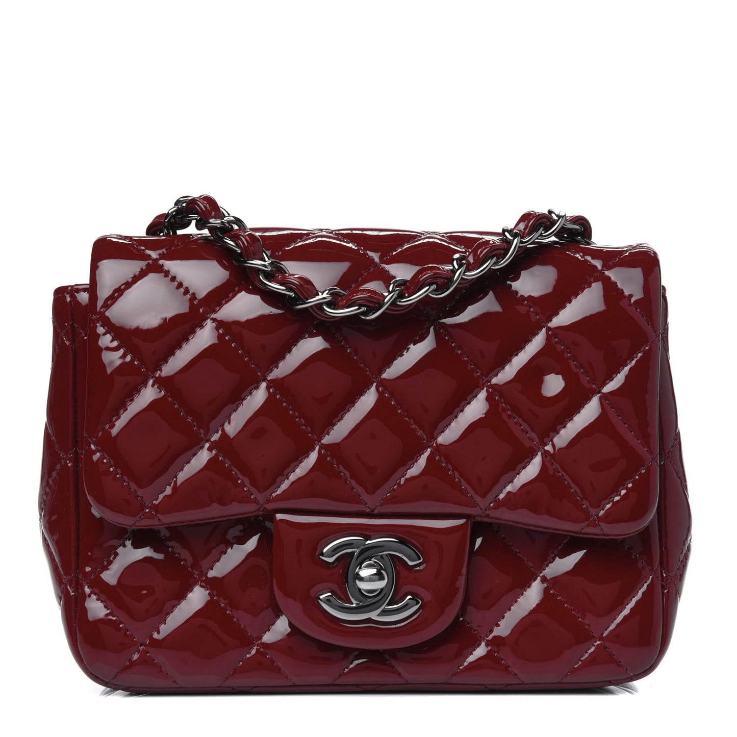 Patent Quilted Mini Square Flap Red