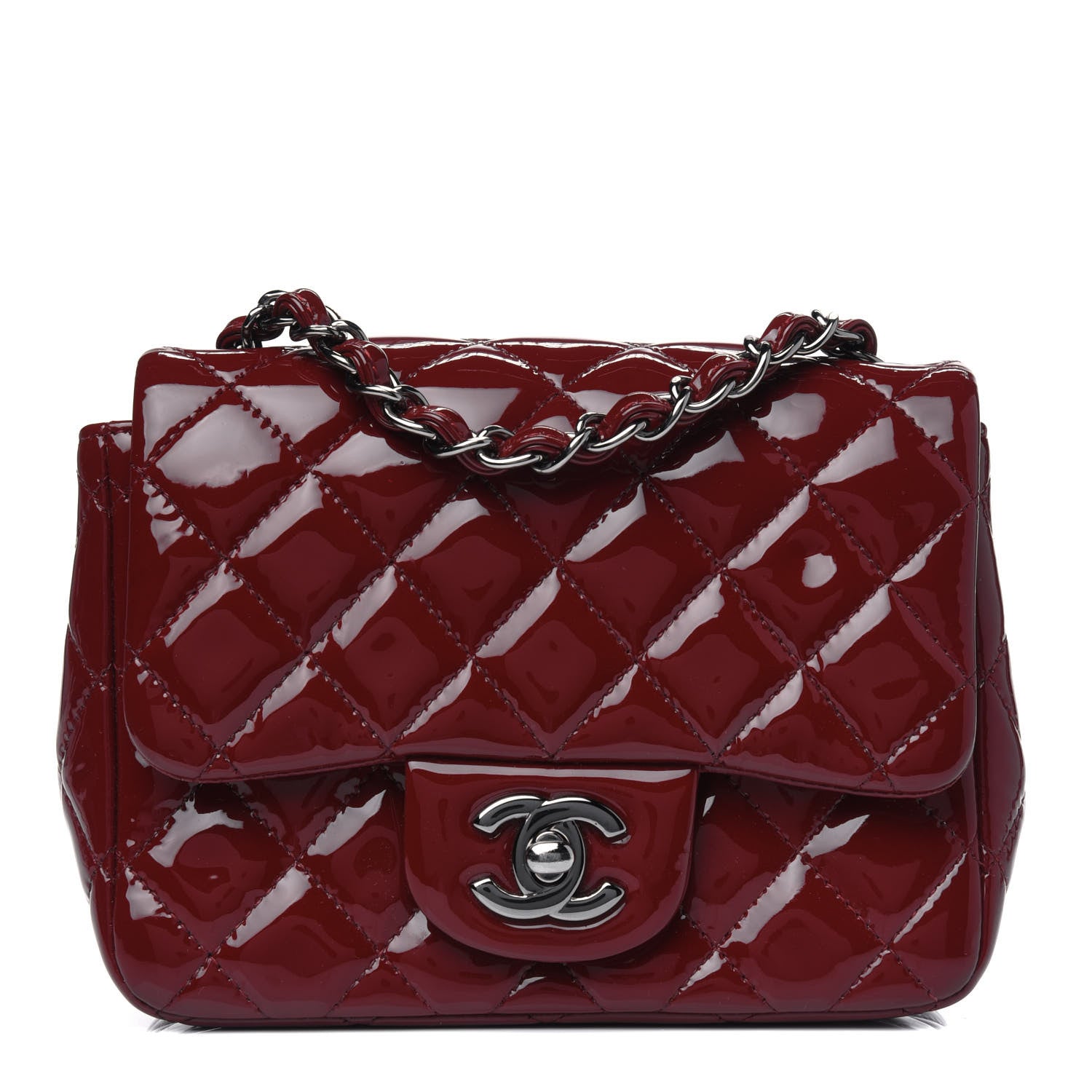 Chanel Patent Quilted Mini Square Flap Red 1 of 4