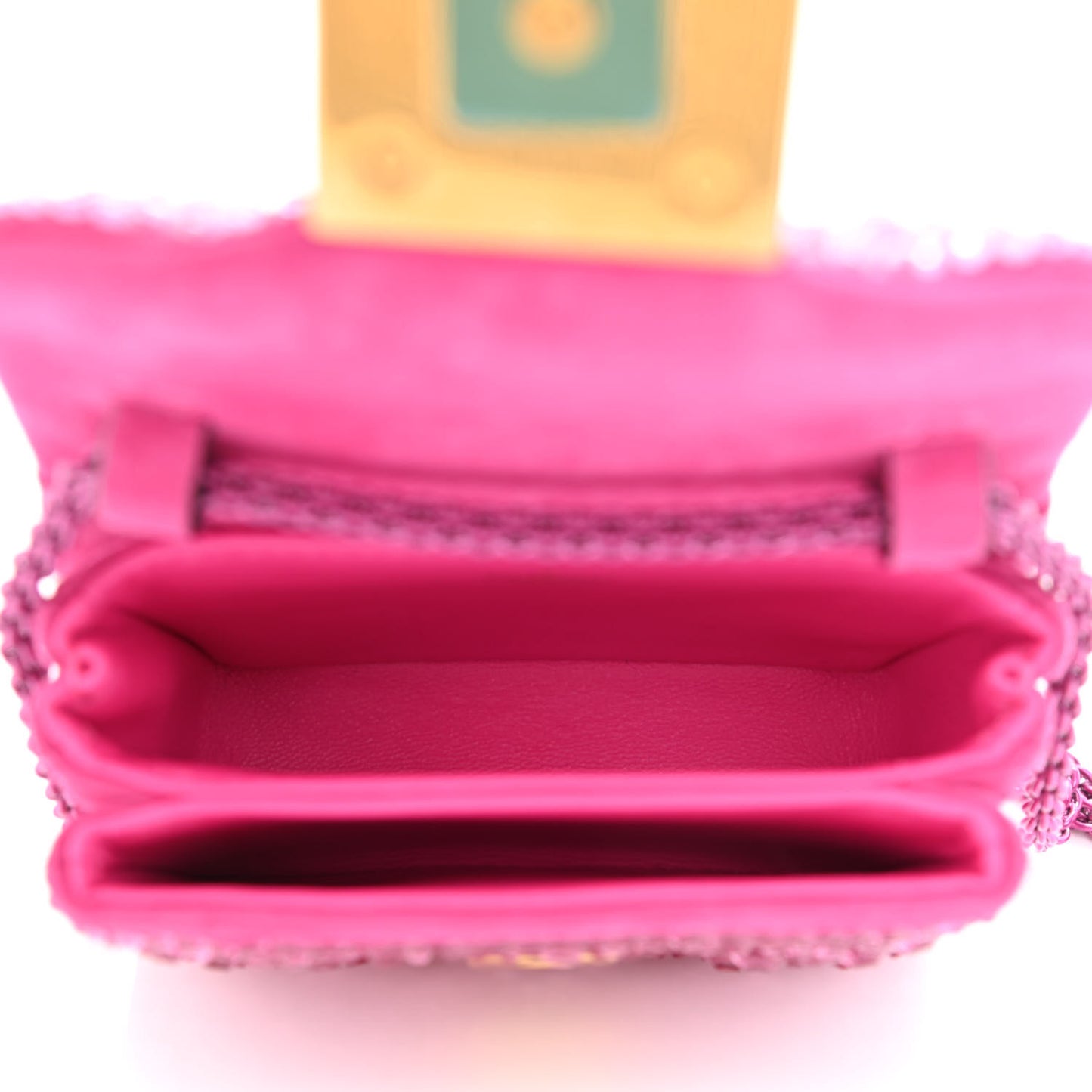 Crystal Suede Embellished Micro One Stud Chain Bag Pink PP