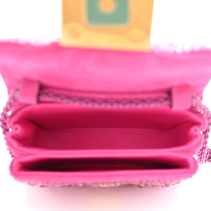 Valentino Garavani Crystal Suede Embellished Micro One Stud Chain Bag Pink PP 5 of 9
