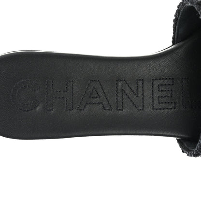 Chanel Crochet CC Mules Sandals 38 Black 7 of 9