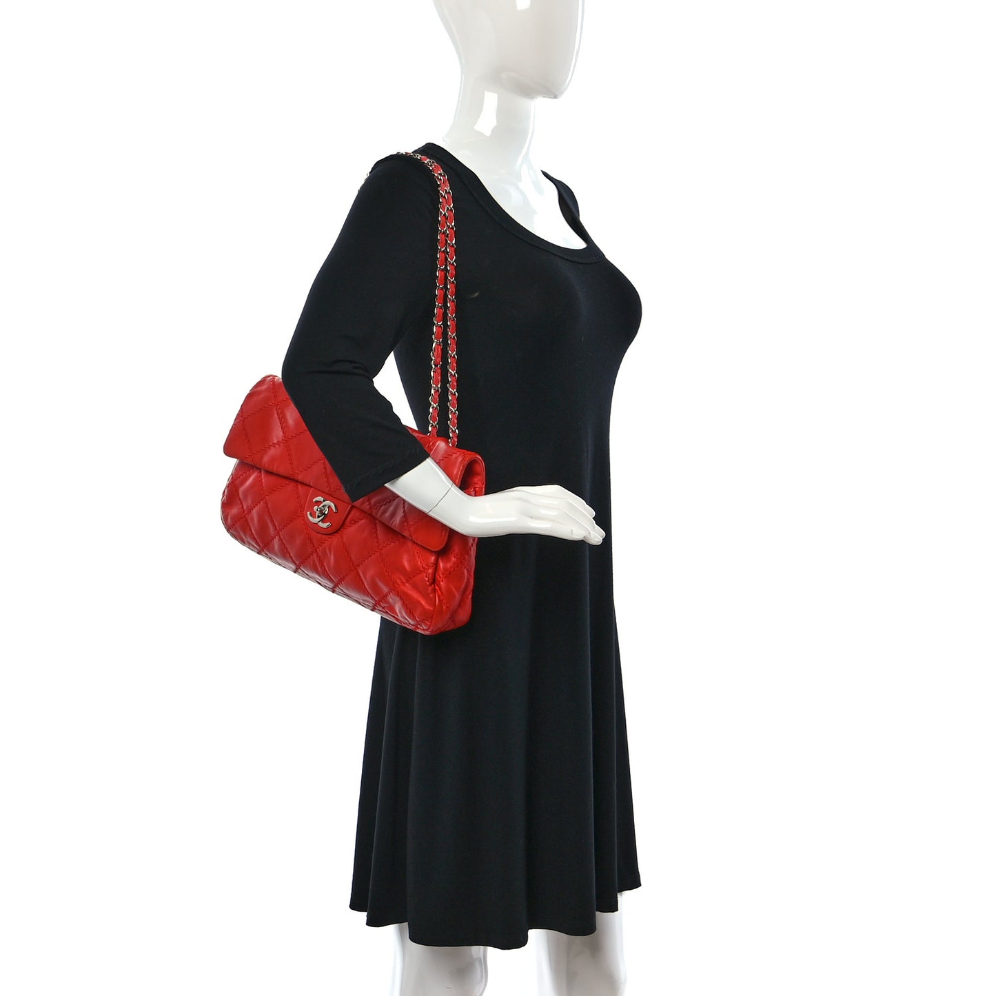 Calfskin Ultimate Stitch Large Flap Red
