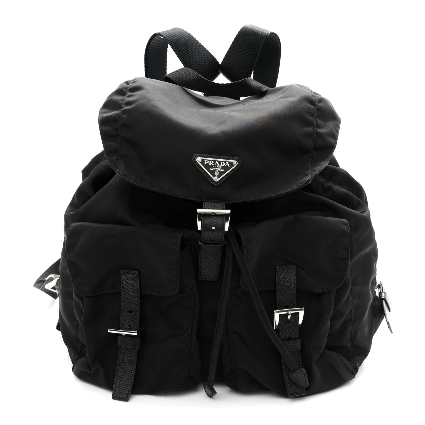 Re-Nylon Vela Saffiano Medium Backpack  Black