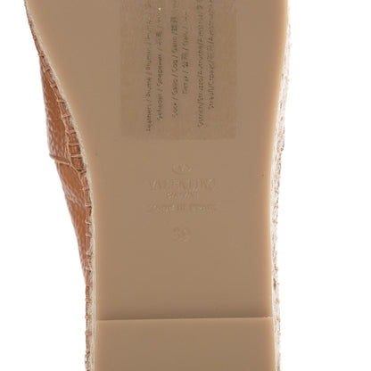 Valentino Garavani Grained Calfskin Feather Strap Espadrilles 39 Tan 6 of 8