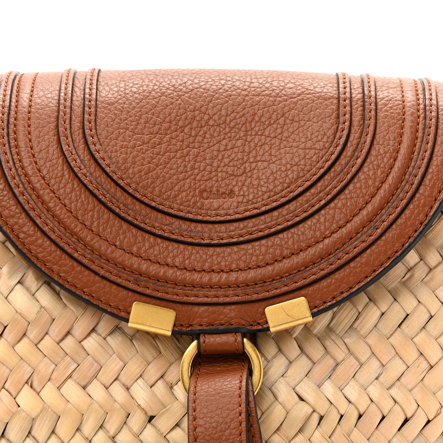 Chloe Raffia Calfskin Marcie Basket Tan 7 of 9