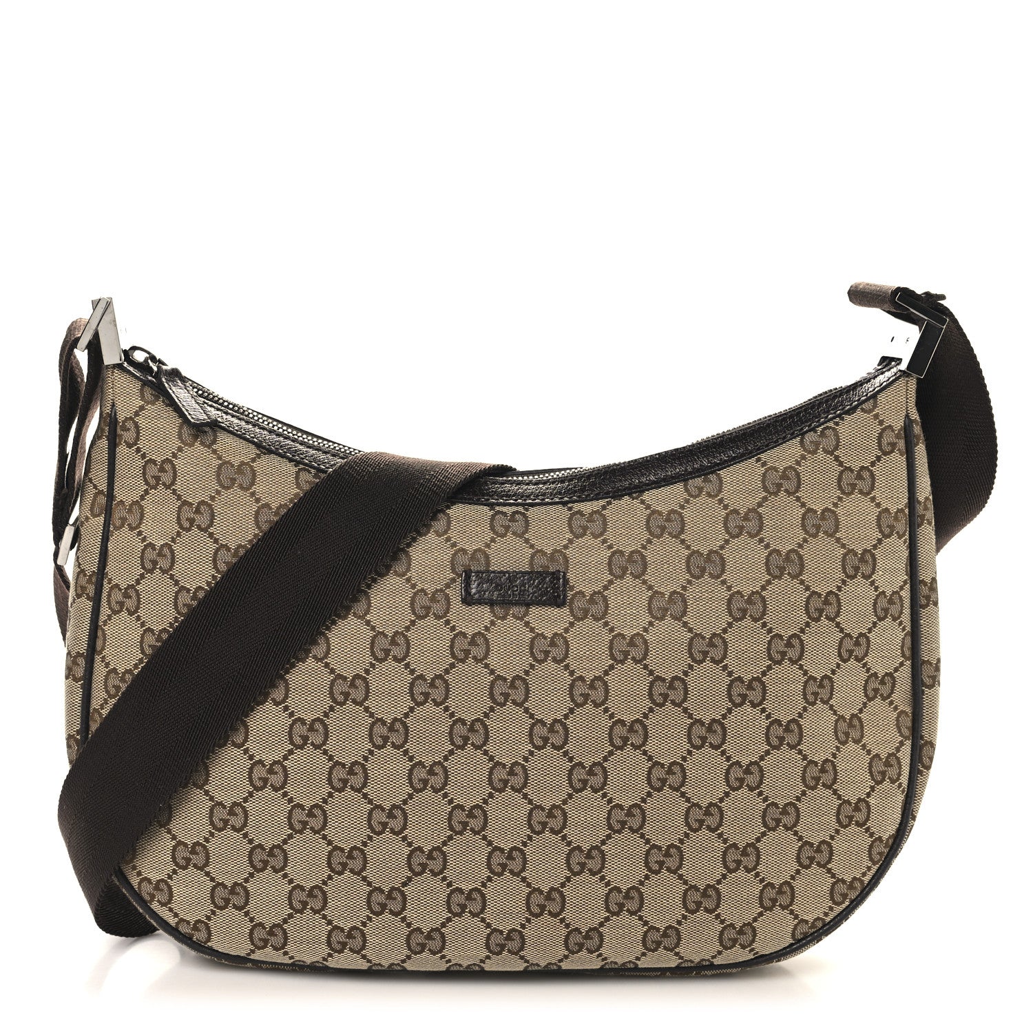 Gucci Monogram Medium Half Moon Hobo Dark Brown 1 of 11