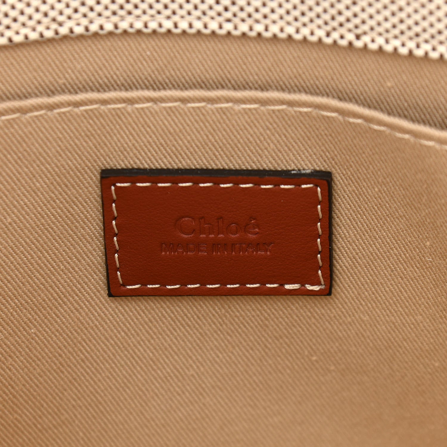 Chloe Cotton Calfskin Small Woody Ribbon Tote White Brown 6 of 11