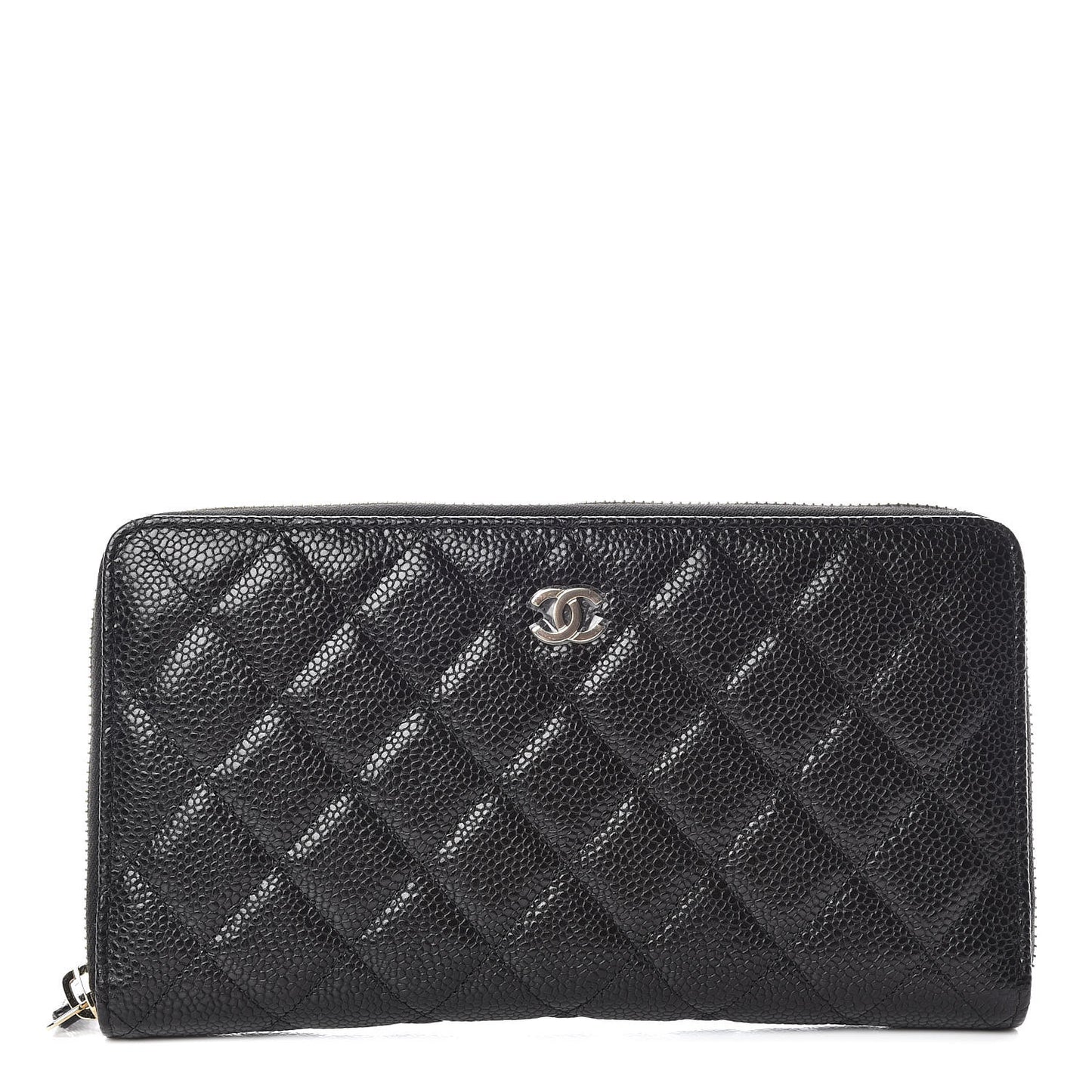 Caviar Quilted Large Zip Around Organizer Wallet Black
