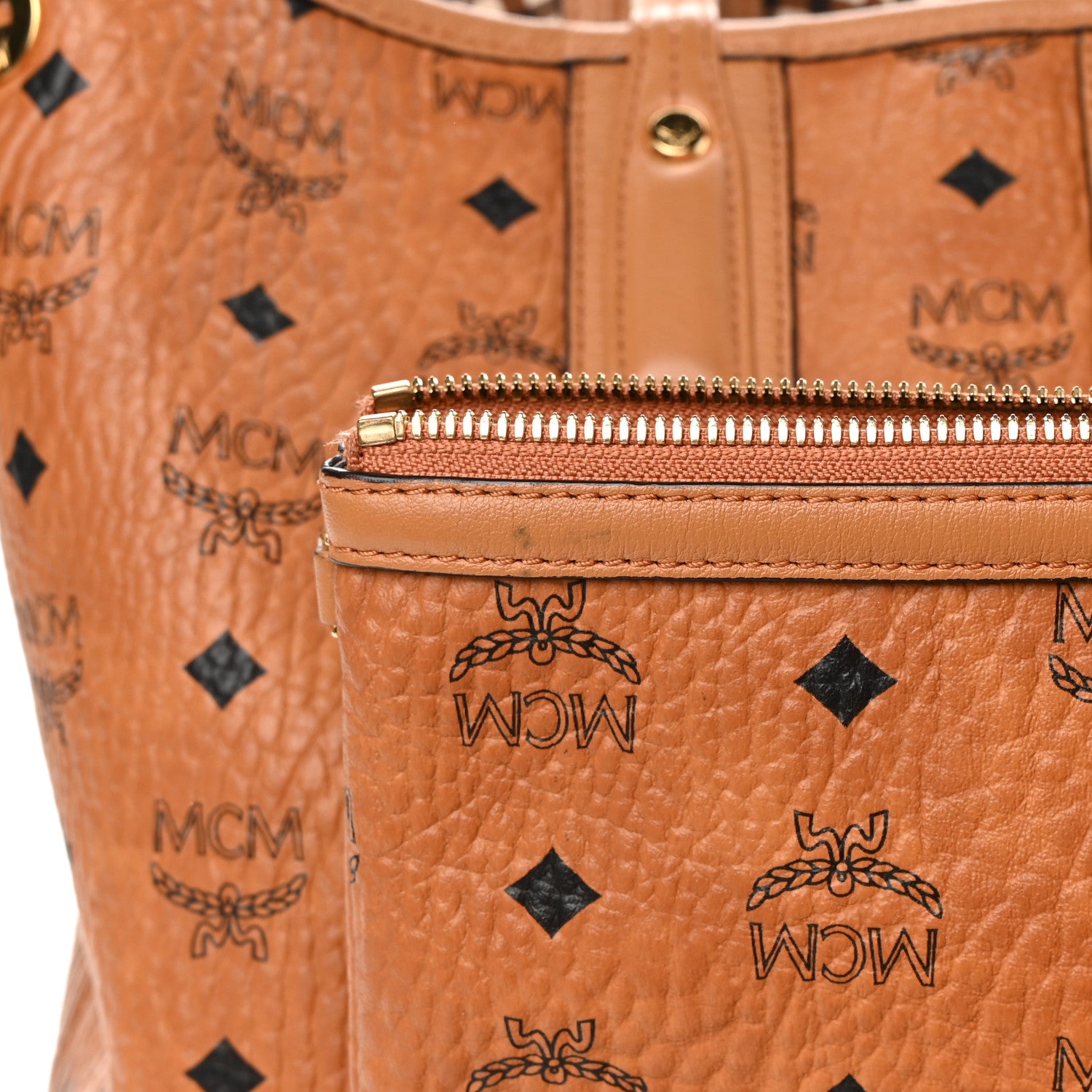 MCM Visetos Medium Liz Reversible Shopper Tote Cognac 18 of 19