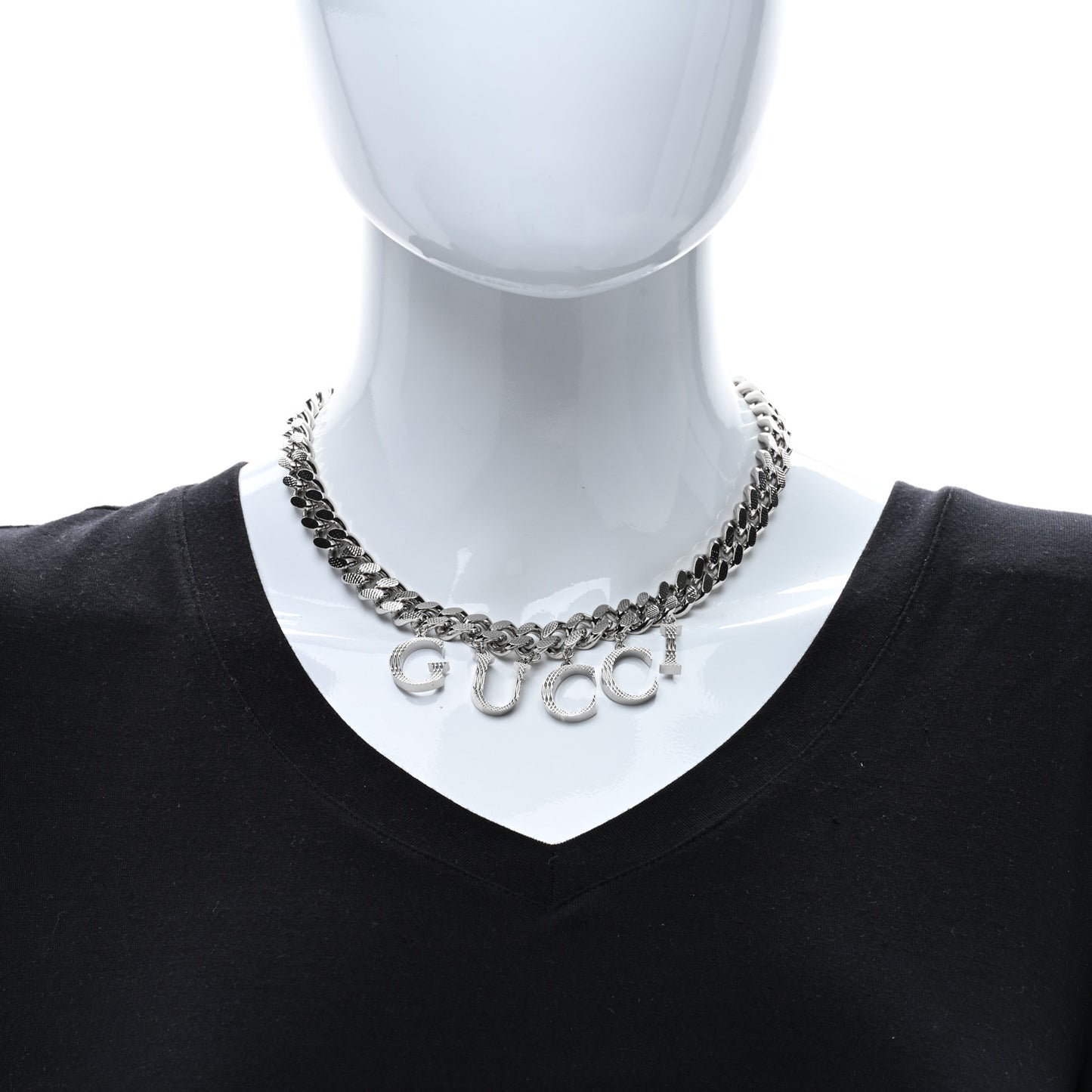 Palladium Script Logo Interlocking Chain Necklace