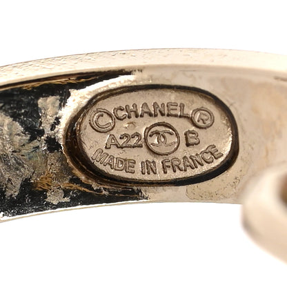 Chanel Metal Crystal Studded CC Hoop Drop Earrings Gold 4 of 4