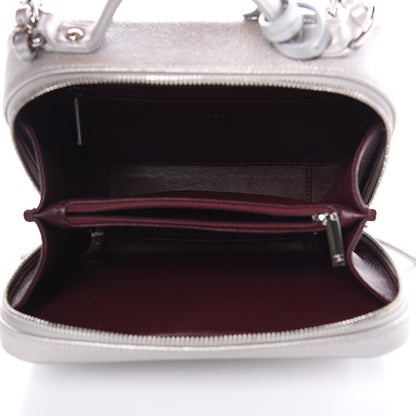 Chanel Metallic Caviar Quilted Medium CC Filigree Vanity Case Silver 5 of 13