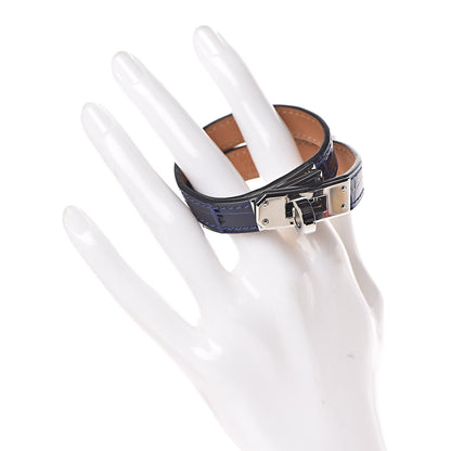 Hermes Shiny Alligator Kelly Double Tour Bracelet XS Bleu Electrique 2 of 6
