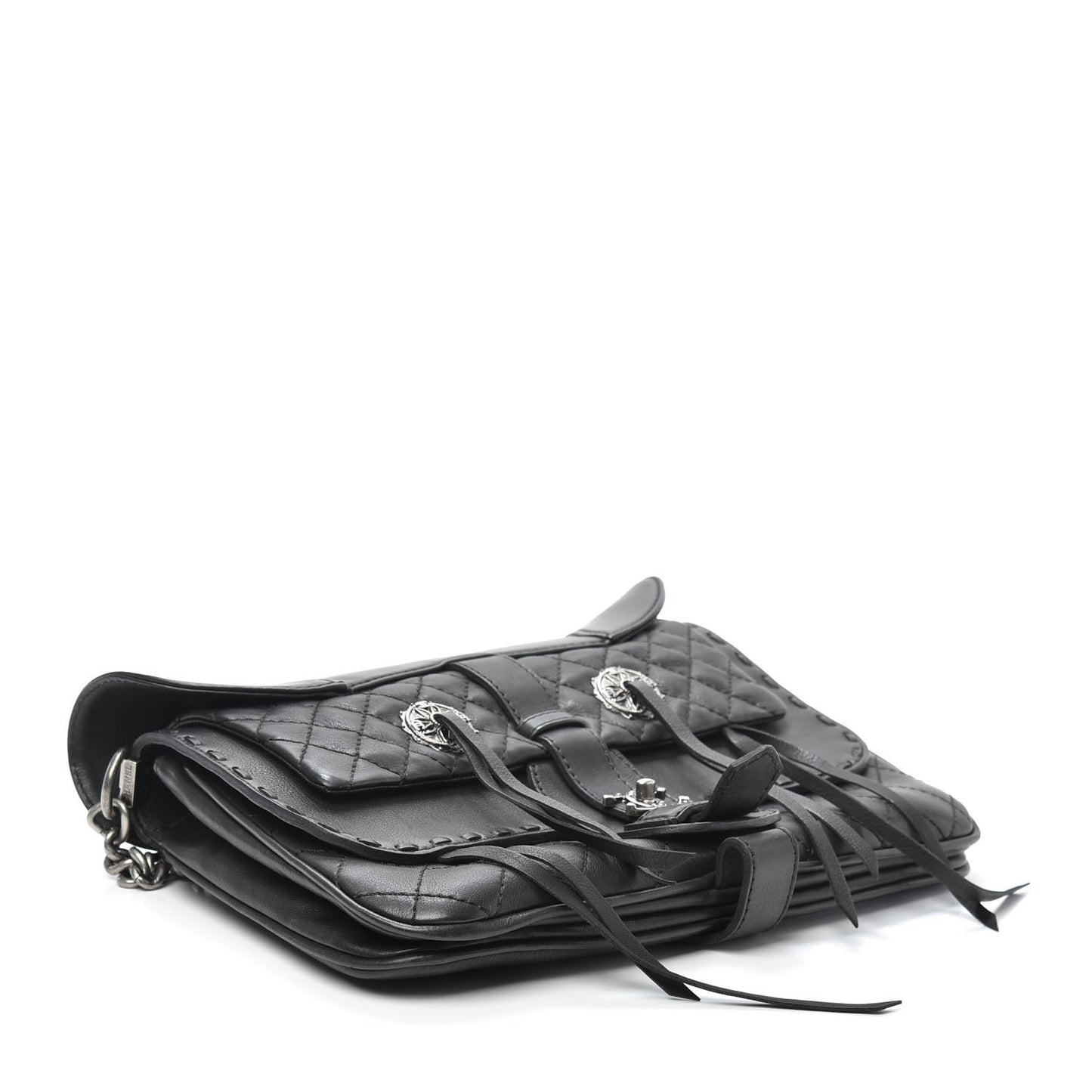 Calfskin Quilted Dallas Saddle Bag Black