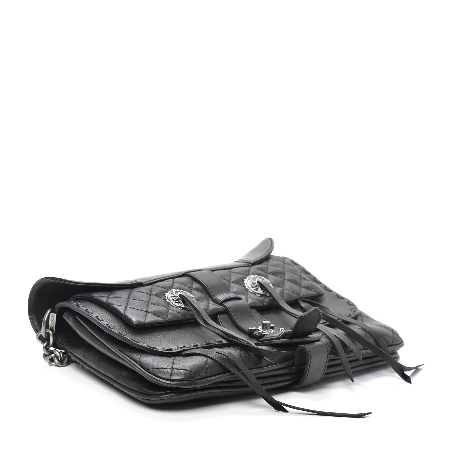 Chanel Calfskin Quilted Dallas Saddle Bag Black 4 of 10