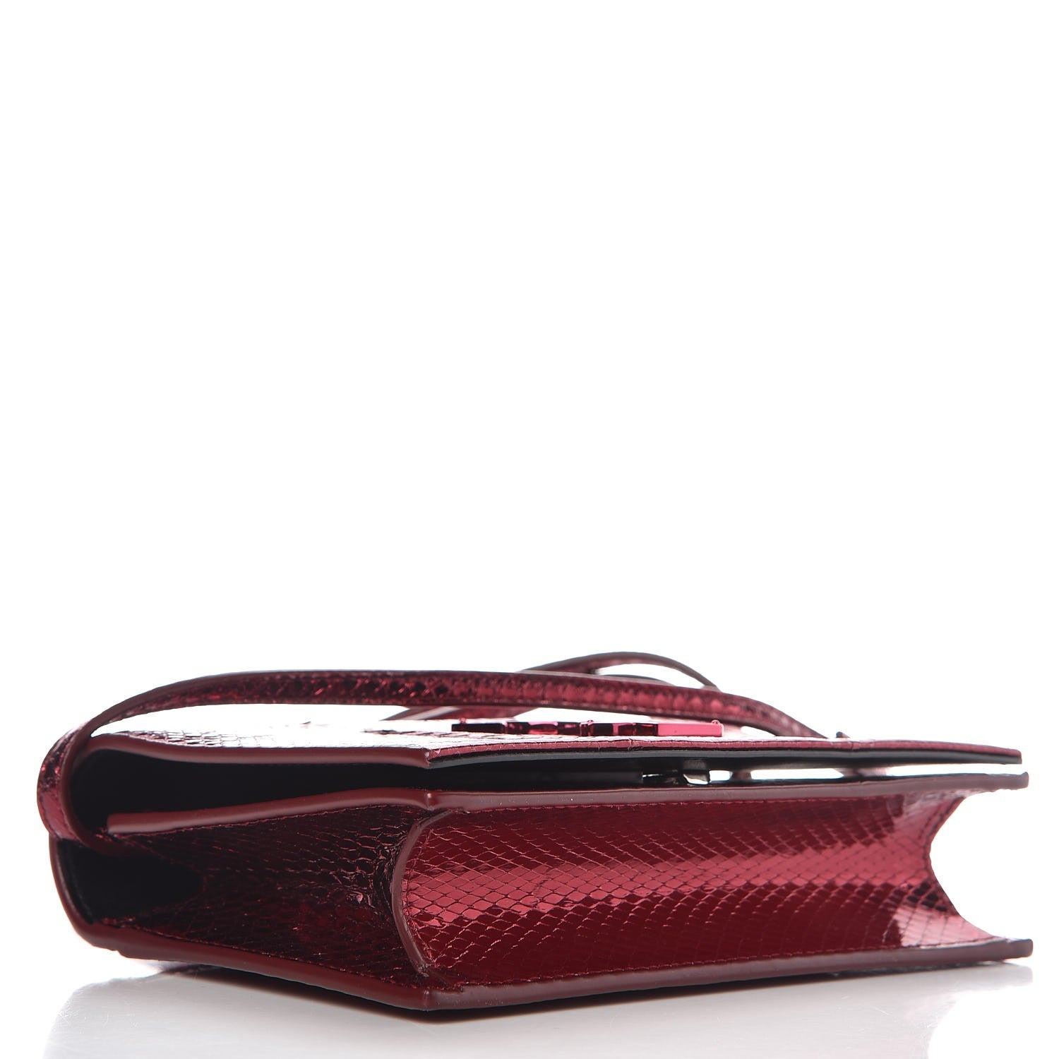 Saint Laurent Metallic Snakeskin Monogram Toy Kate Strap Wallet Cherry 4 of 7