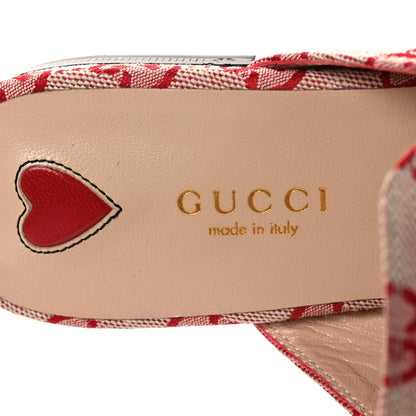 Gucci Canvas GG Monogram Horsebit Womens Princetown Slippers 36.5 Gardenia Hibiscus Red 9 of 11