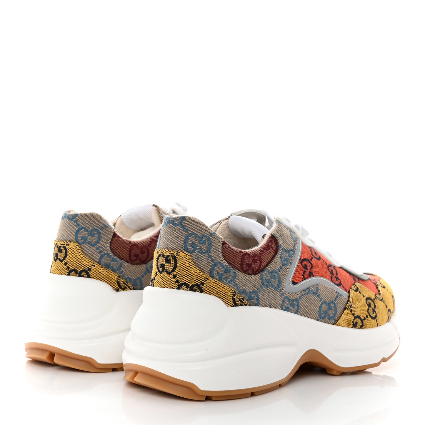 Monogram Multicolor Demetra Womens Rhyton Sneakers 38 Yellow Blue Great White Tabasco