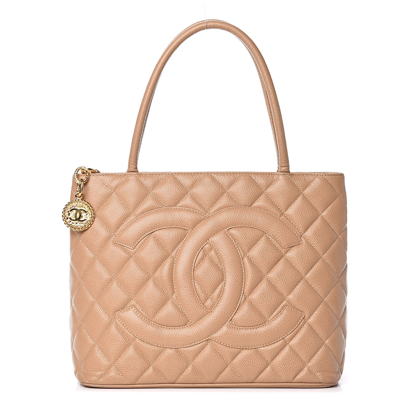 Caviar Quilted Medallion Tote Beige