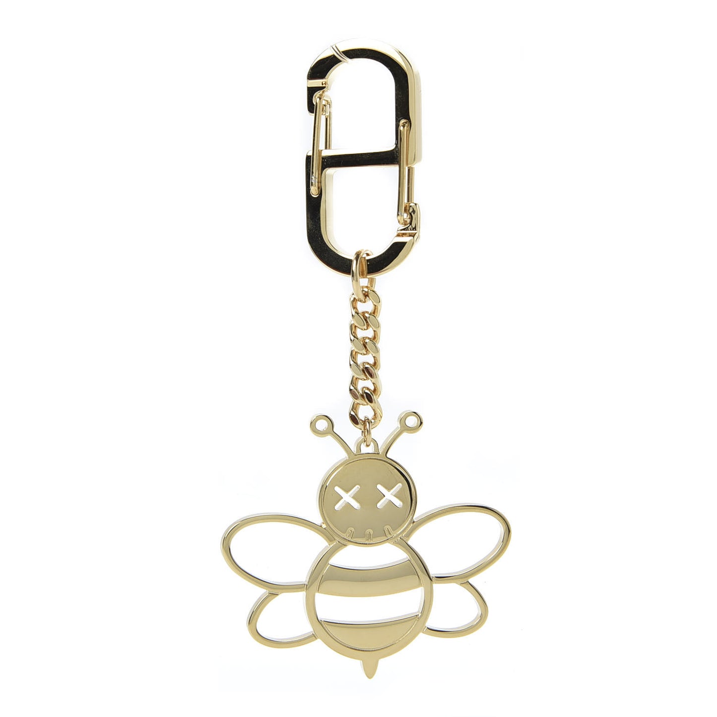 x KAWS Brass Bee Charm Key Ring Gold