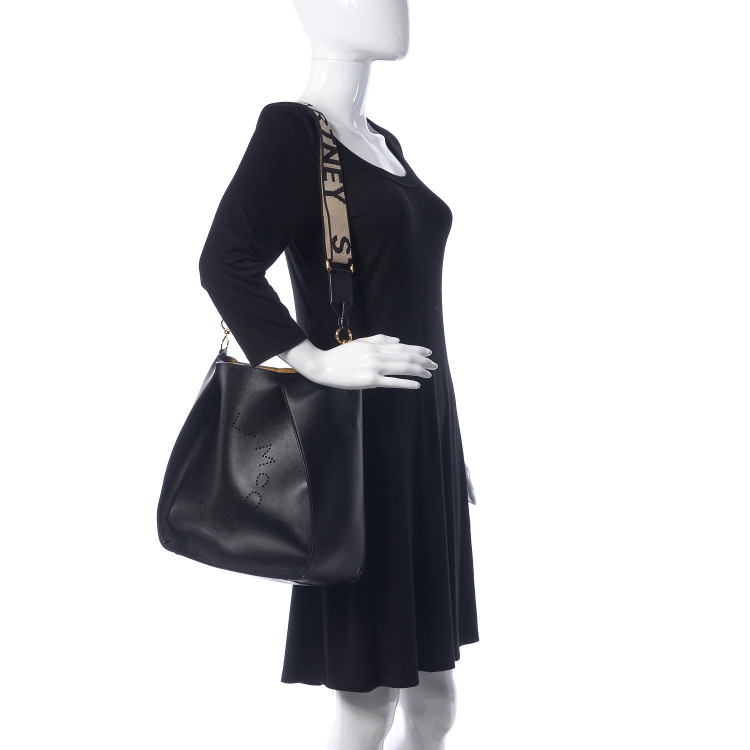 Stella McCartney Eco Alter Nappa Perforated Shoulder Bag Black 2 of 8