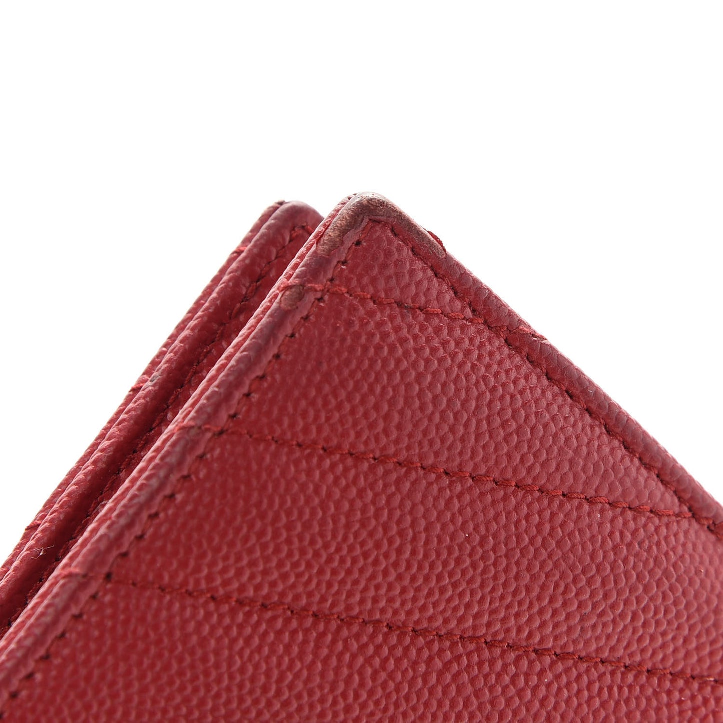 Grain De Poudre Matelasse Chevron Monogram Envelope Chain Wallet New Red