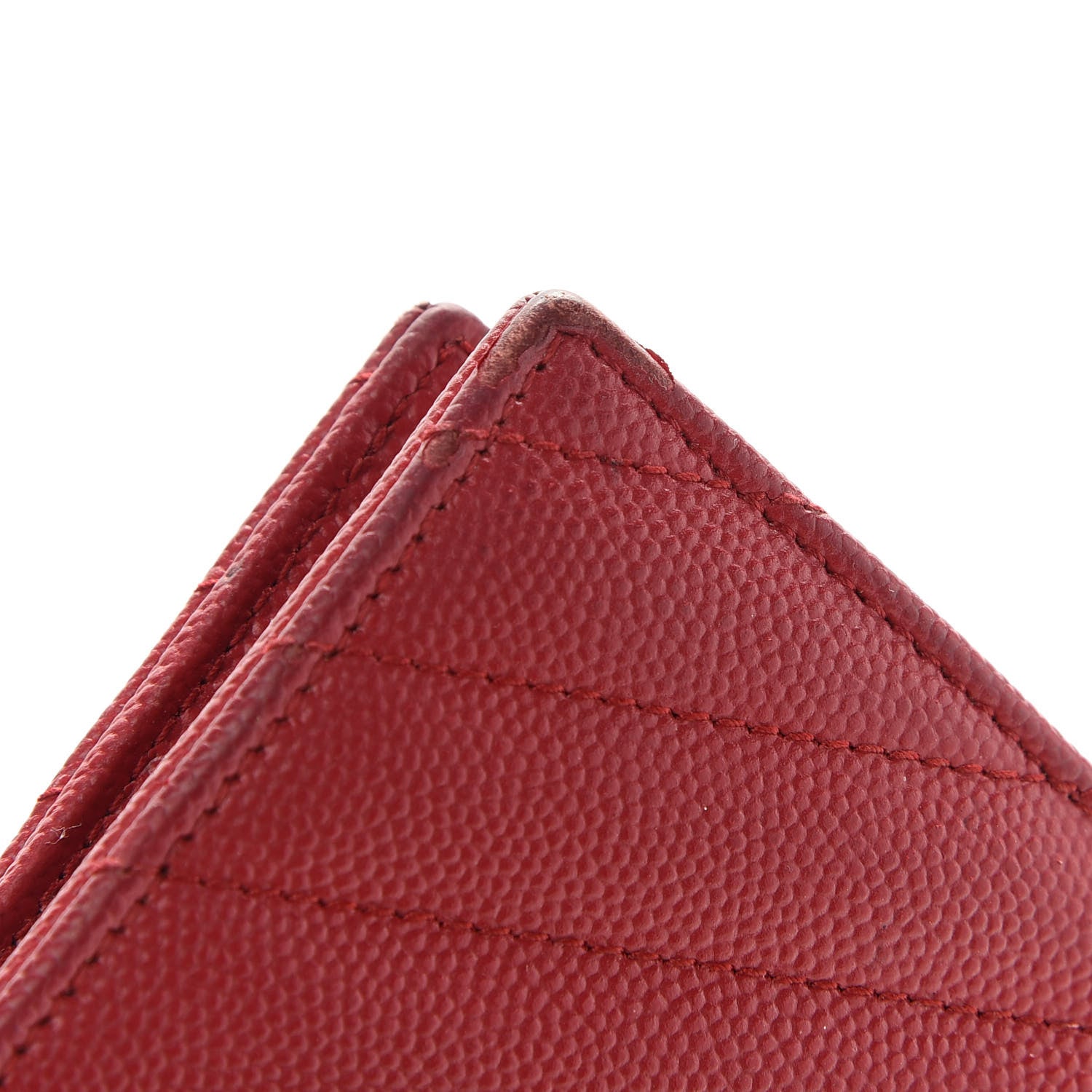 Saint Laurent Grain De Poudre Matelasse Chevron Monogram Envelope Chain Wallet New Red 19 of 19