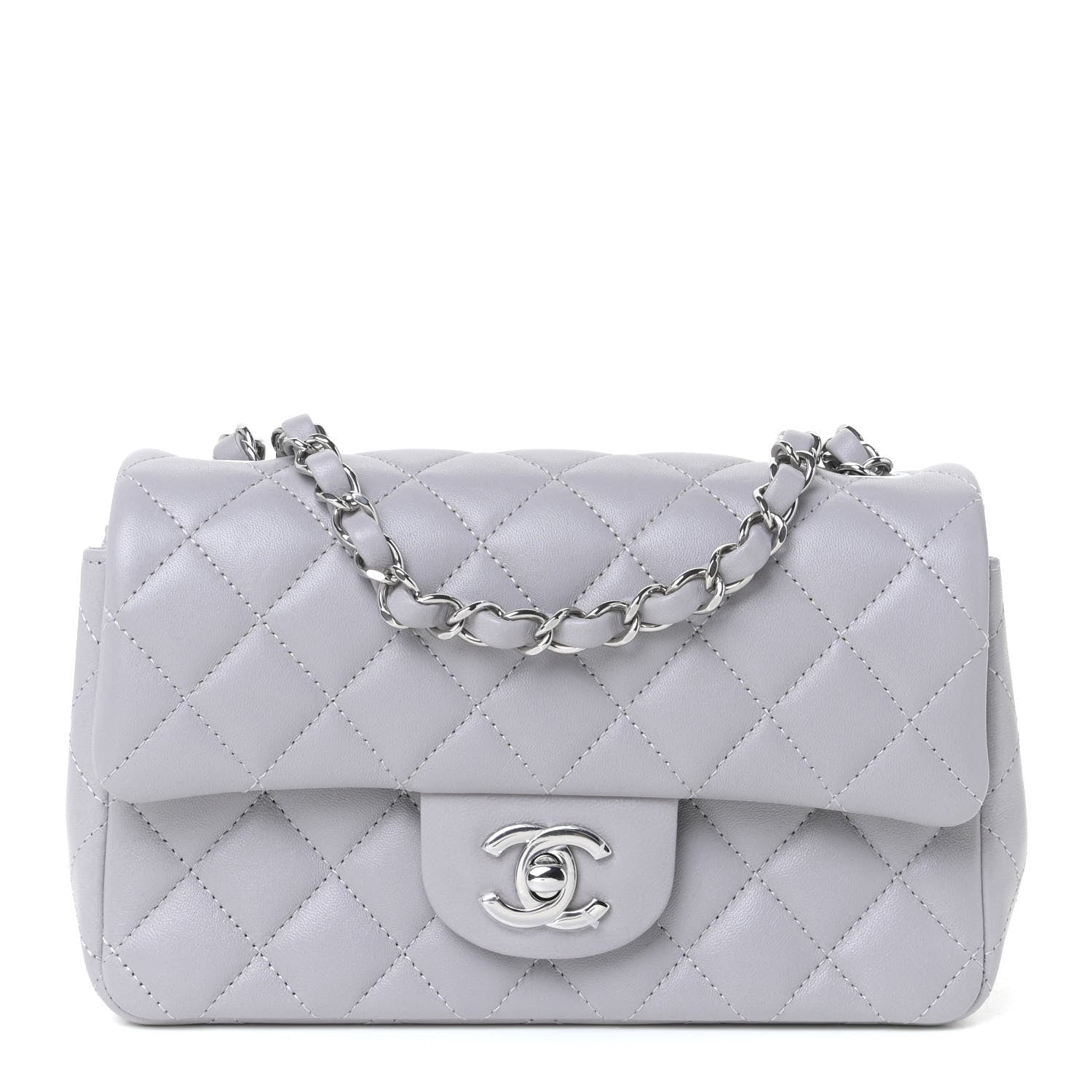 Chanel Lambskin Quilted Mini Rectangular Flap Grey 1 of 11