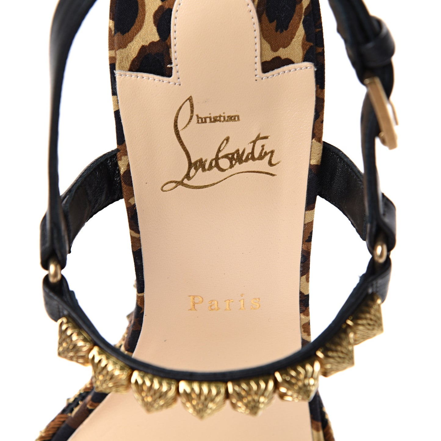 Nappa Silk Leopard Pira Ryad 110 Wedge Sandals 42 Black Marron