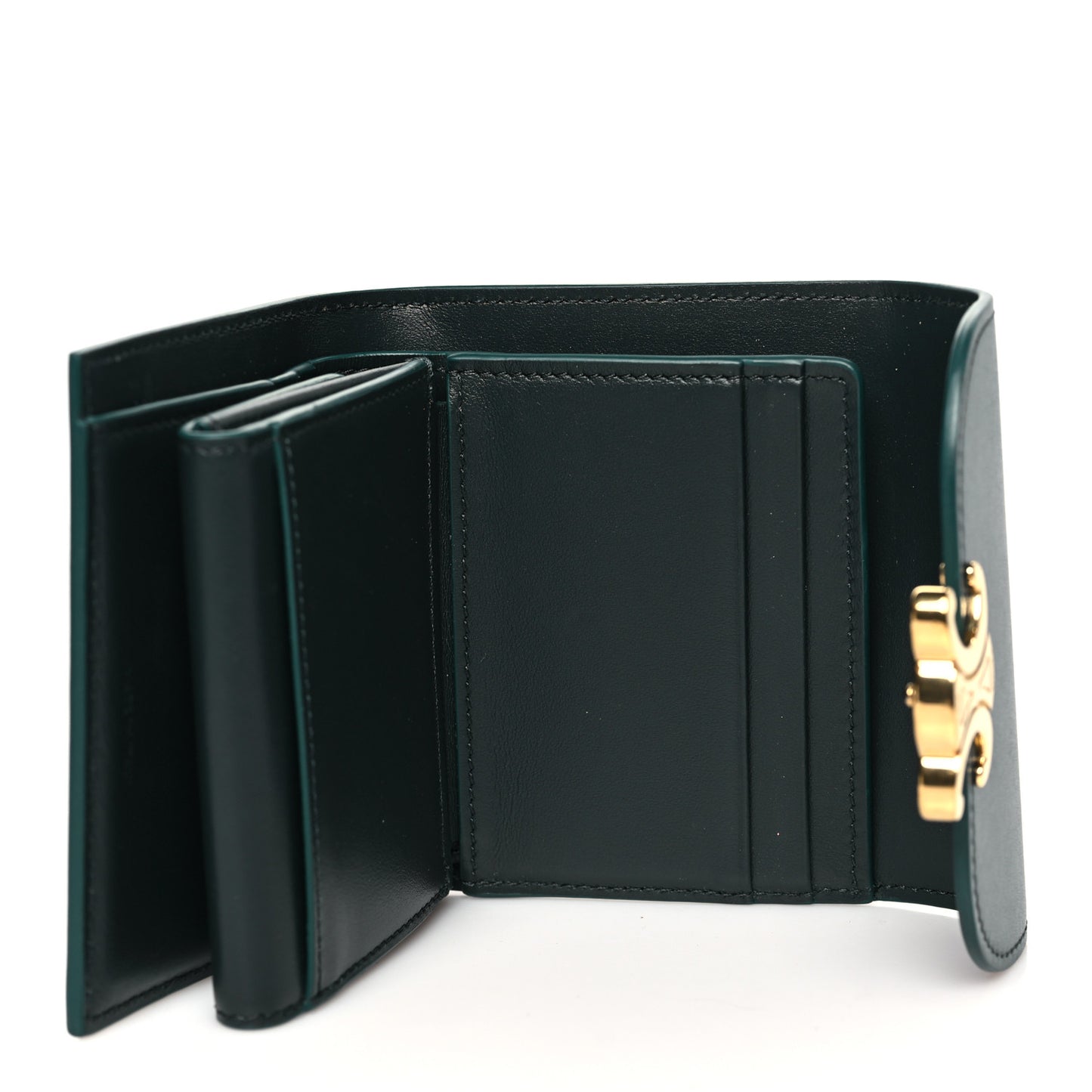 Shiny Calfskin Small Triomphe Wallet Amazone