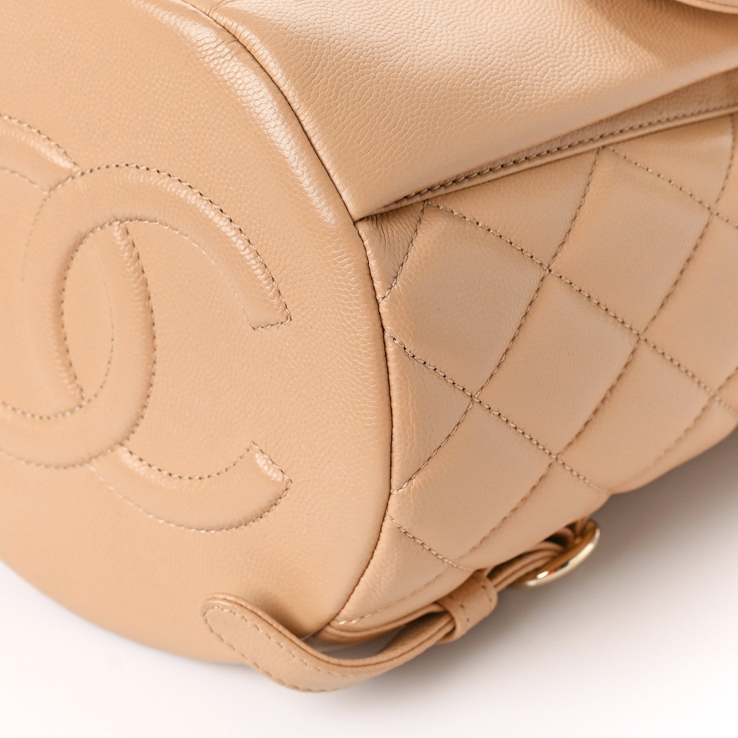 Chanel Caviar Quilted Double Pocket Backpack Beige 9 of 10