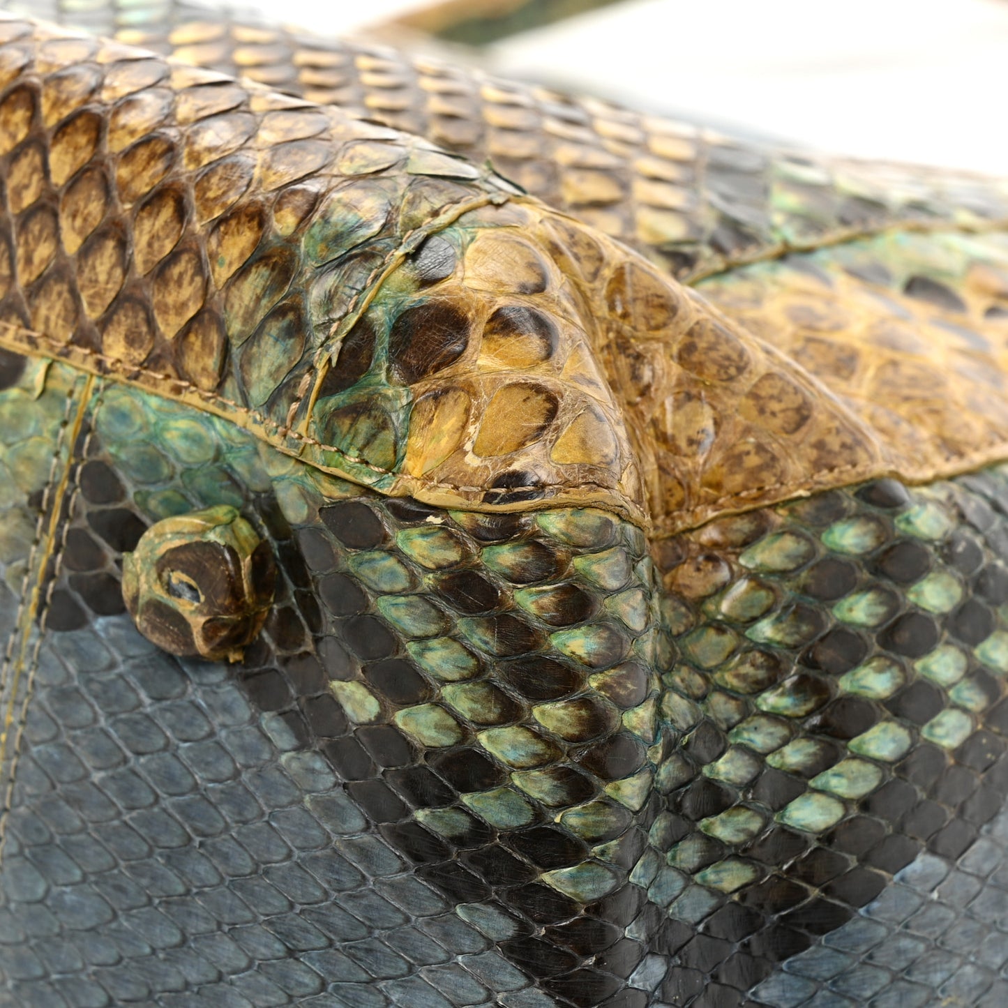 Snakeskin Liz Tote Beige Blue