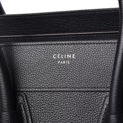 Celine Drummed Calfskin Mini Luggage Black 8 of 13