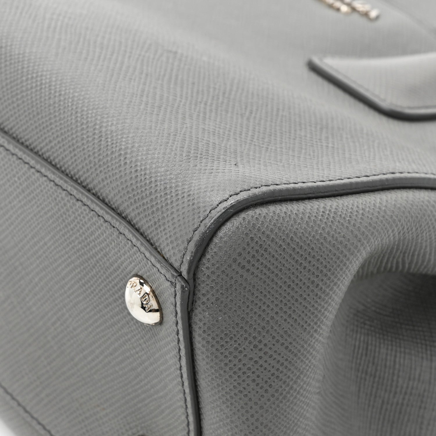Prada Saffiano Cuir Double Zip Frame Tote Marmo 14 of 17