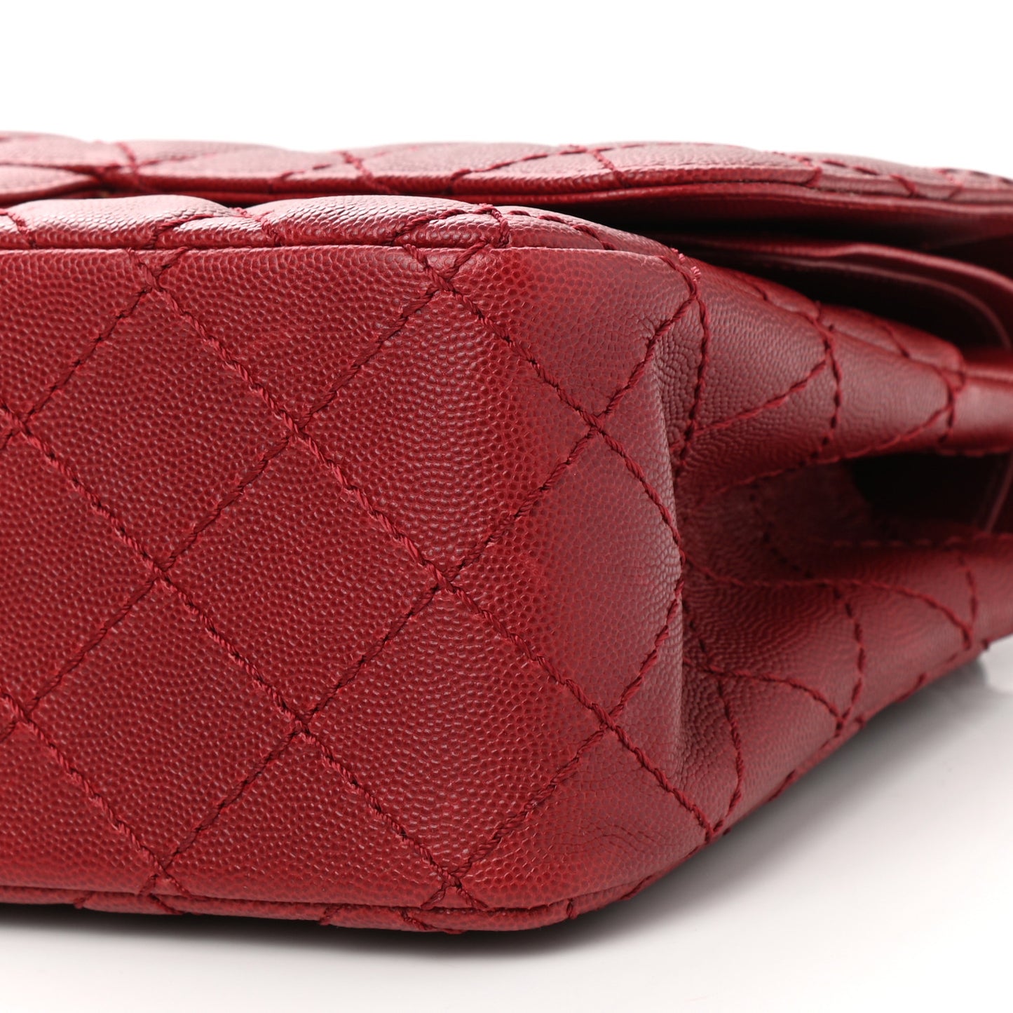 Caviar Quilted Jumbo Double Flap Dark Red
