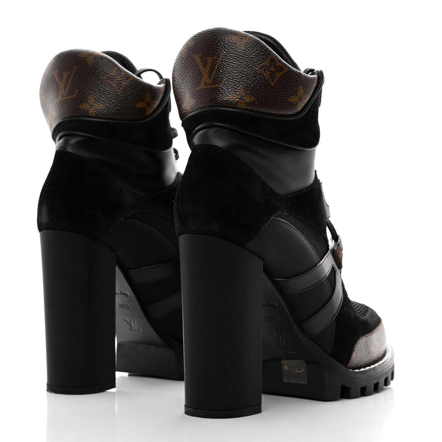 Suede Calfskin Monogram Star Trail Ankle Boots 39.5 Black