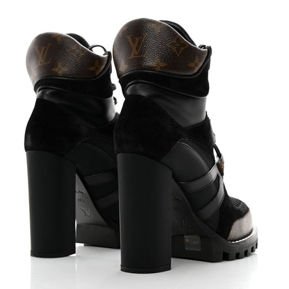 Louis Vuitton Suede Calfskin Monogram Star Trail Ankle Boots 39.5 Black 4 of 7