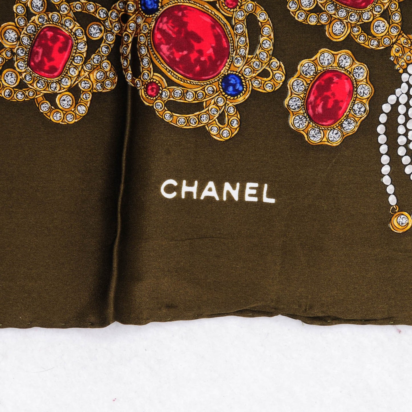 Silk Jewels Printed Square Scarf Red