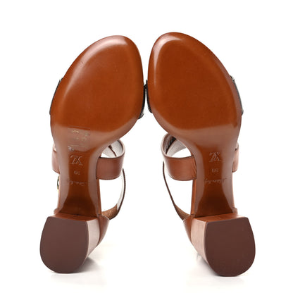Louis Vuitton Calfskin Monogram Horizon Sandals 39 Cognac Brown 6 of 10