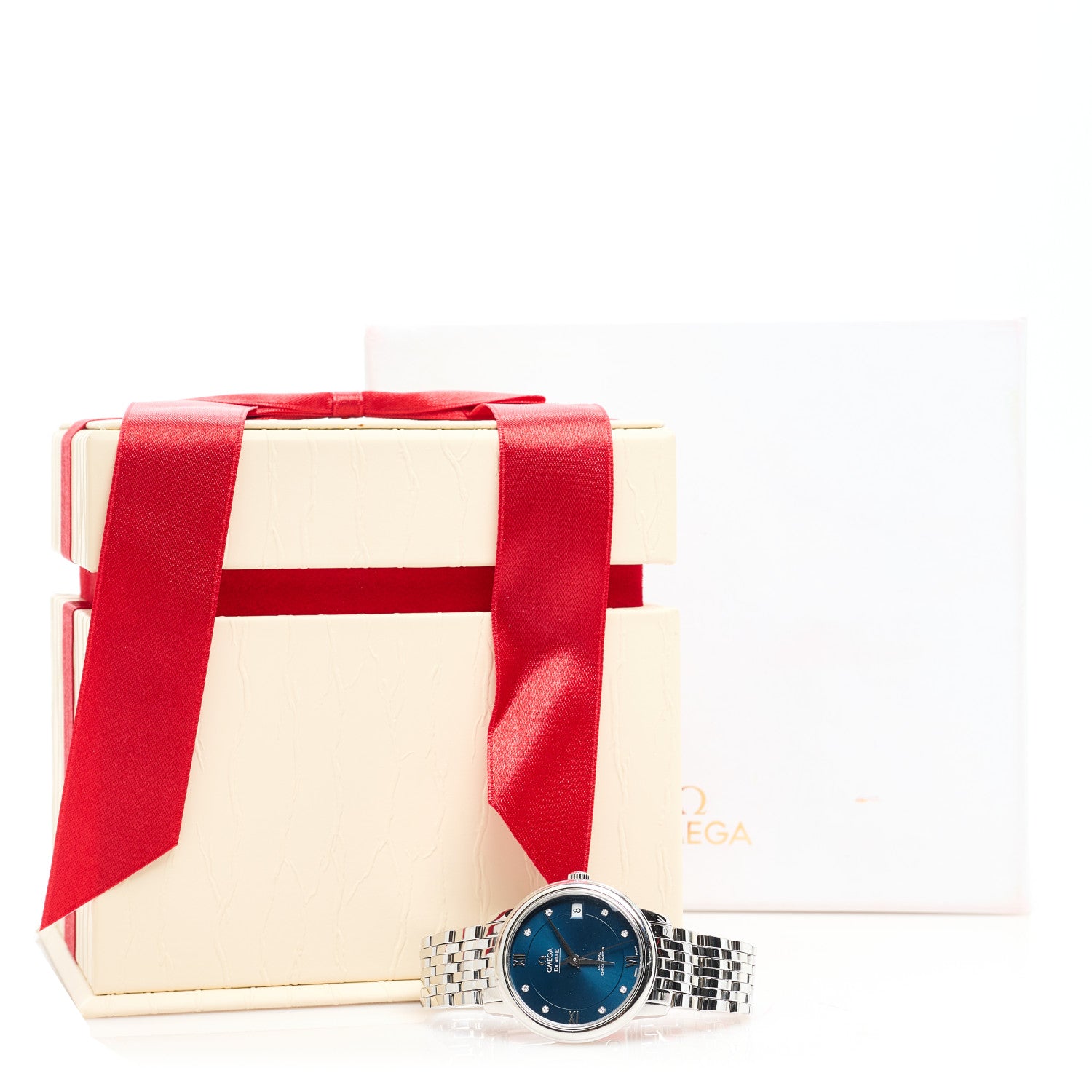 Omega Stainless Steel Diamond 32.7mm De Ville Co-Axil Chronometer Automatic Watch Blue 424.10.33.20.53.001 5 of 5