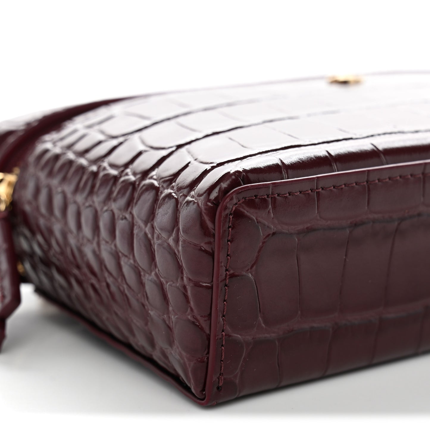 Calfskin Crocodile Embossed Crococo Exoticoco Vanity With Chain Dark Burgundy