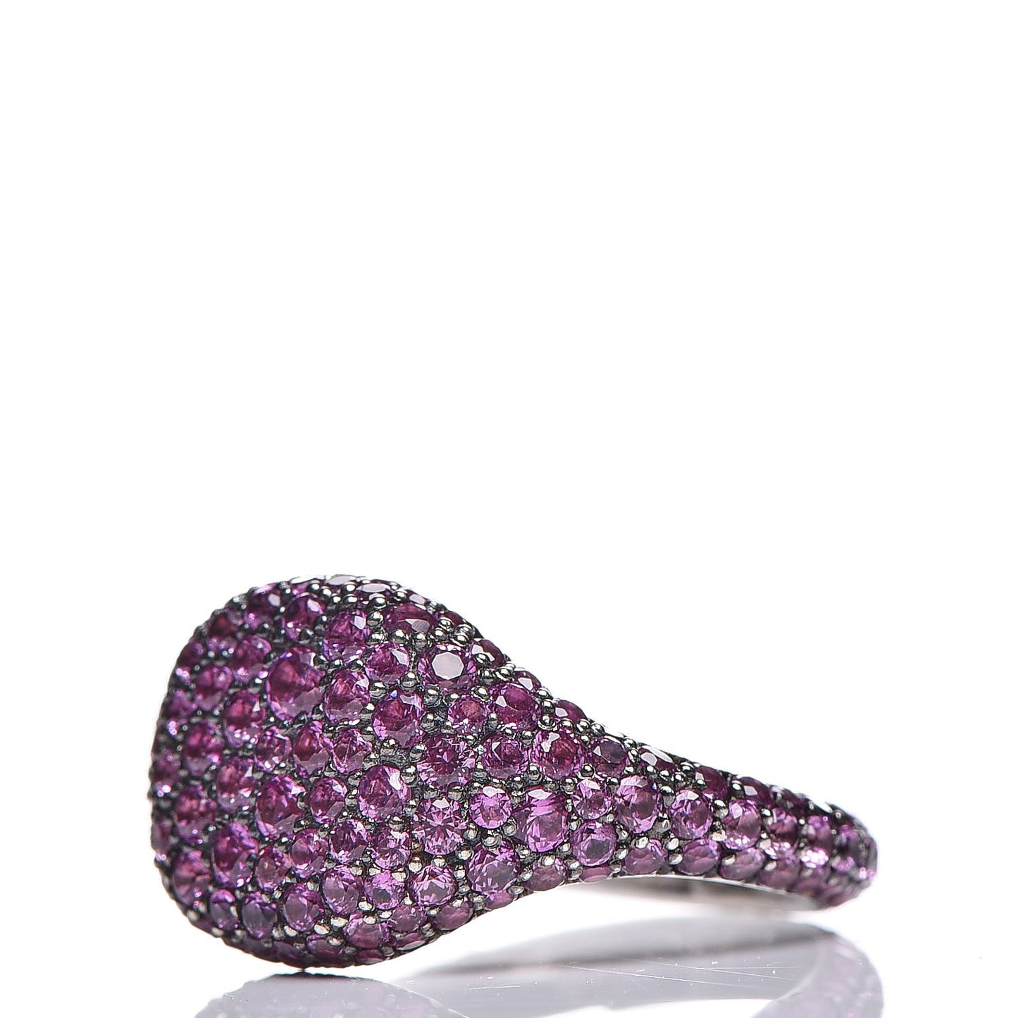 18K White Gold Rubies Petite Pavé Pinky Ring 46 3.75