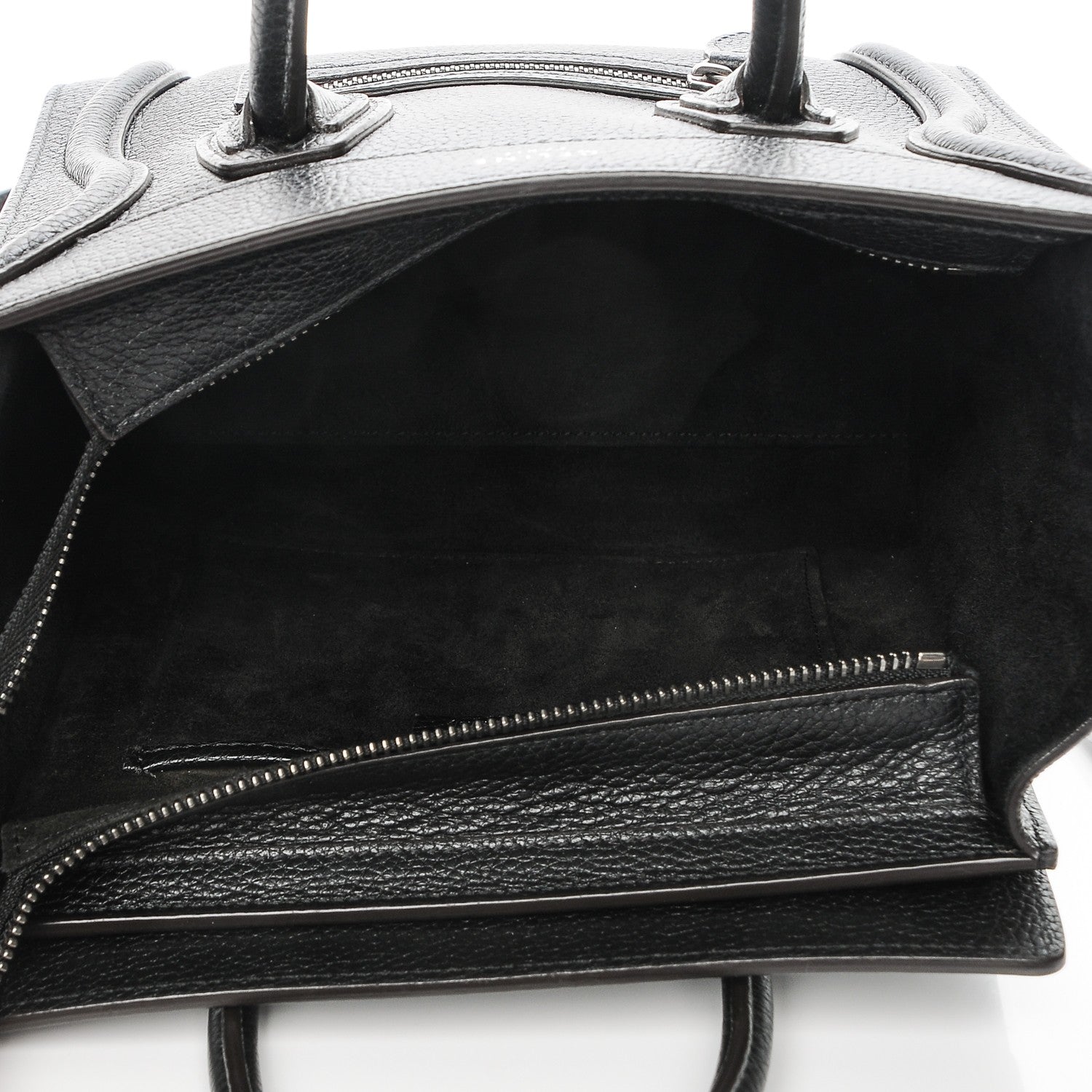 Celine Drummed Calfskin Nano Luggage Black 5 of 7