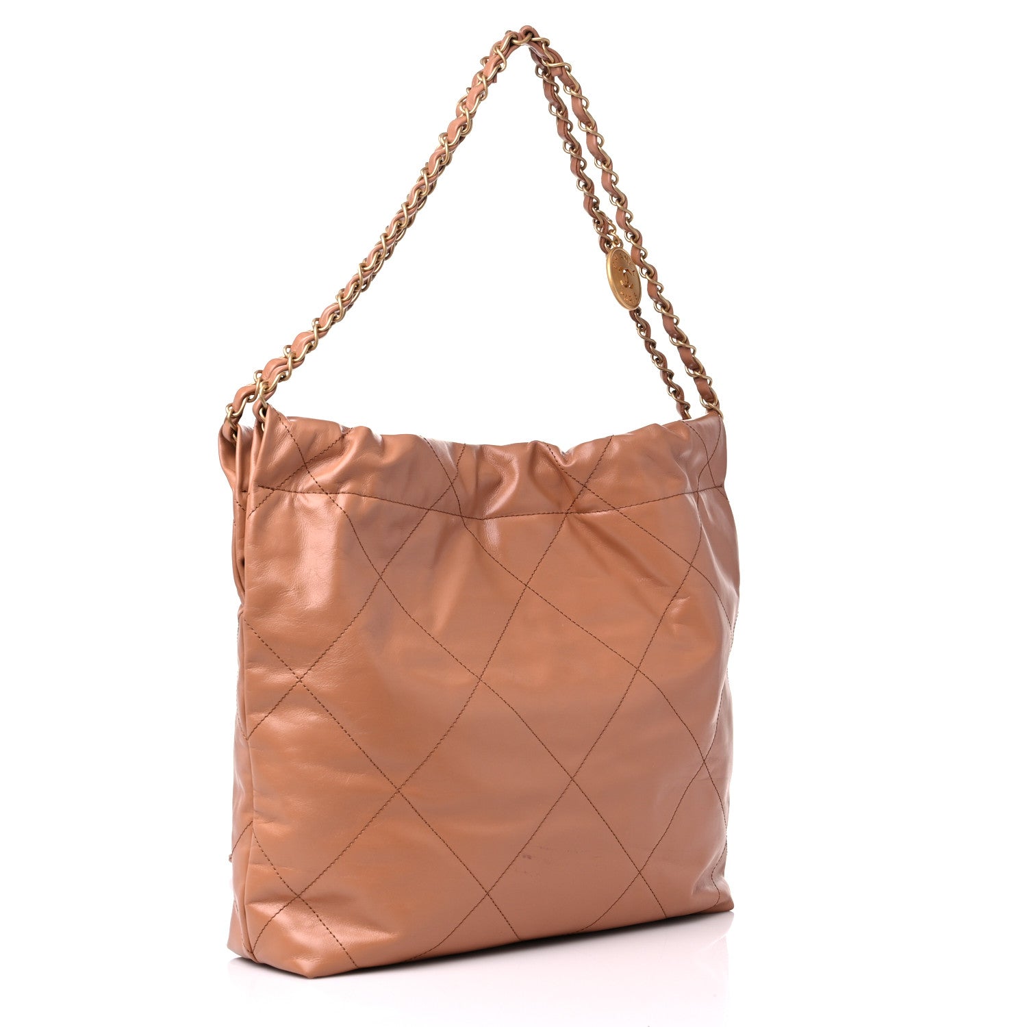 Chanel Shiny Calfskin Quilted Small Chanel 22 Camel 4 of 10
