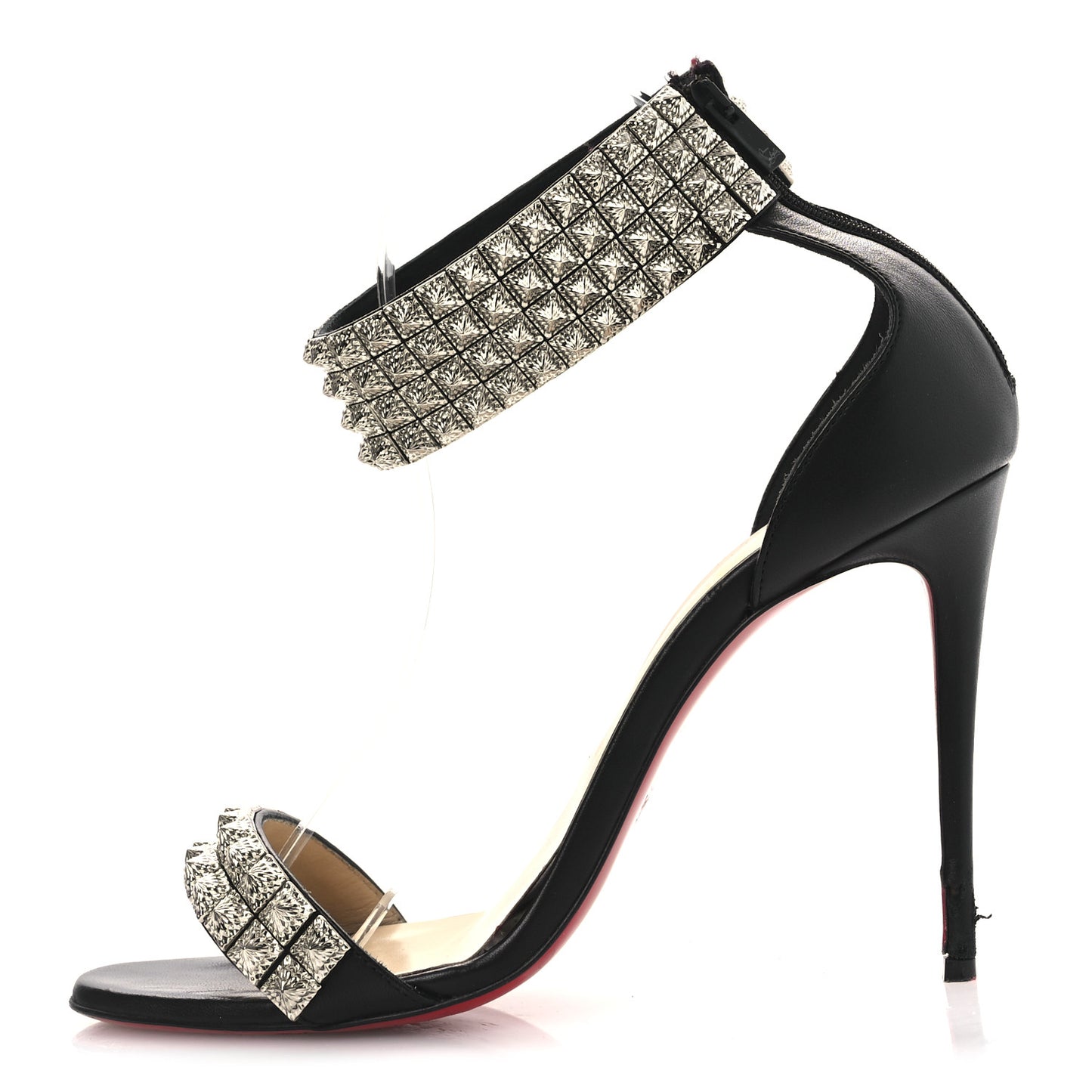 Nappa Priyadora 100 Studded Sandals 39 Black Silver