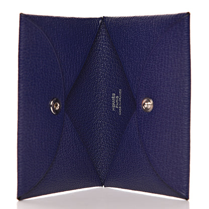 Hermes Chevre Mysore Calvi Card Case Bleu Encre 5 of 8