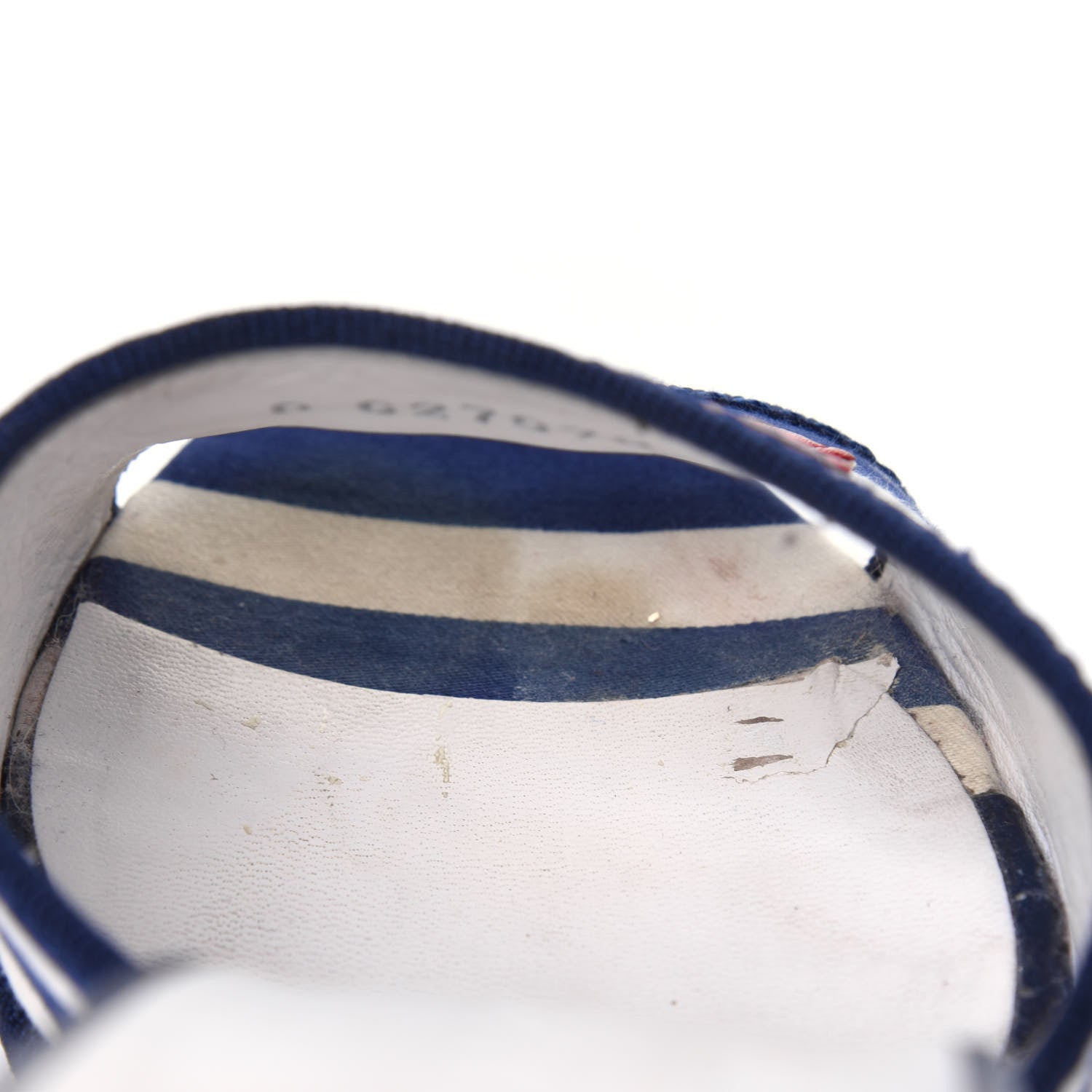 Chanel Canvas Striped Wedge Sandals 36 Red Navy Blue 10 of 13